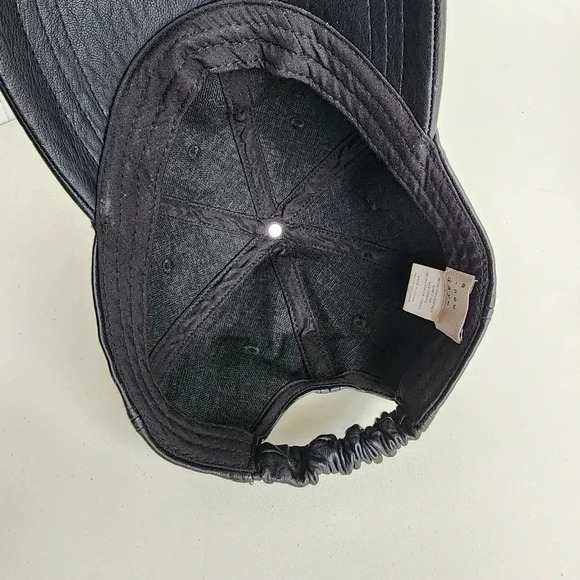 A New Day Fitted Faux Leather Hat Black One Size Te Textured 6 Panel Blank - Picture 8 of 9